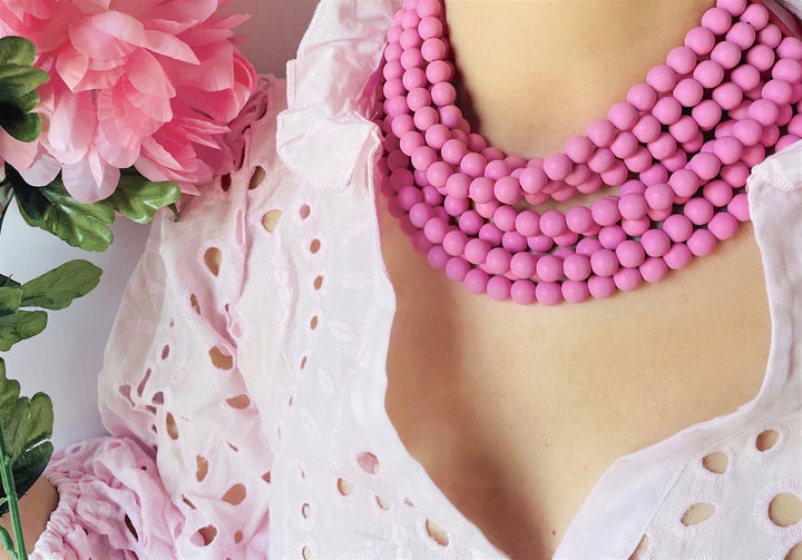 Medium Bella Matte Pink Necklace