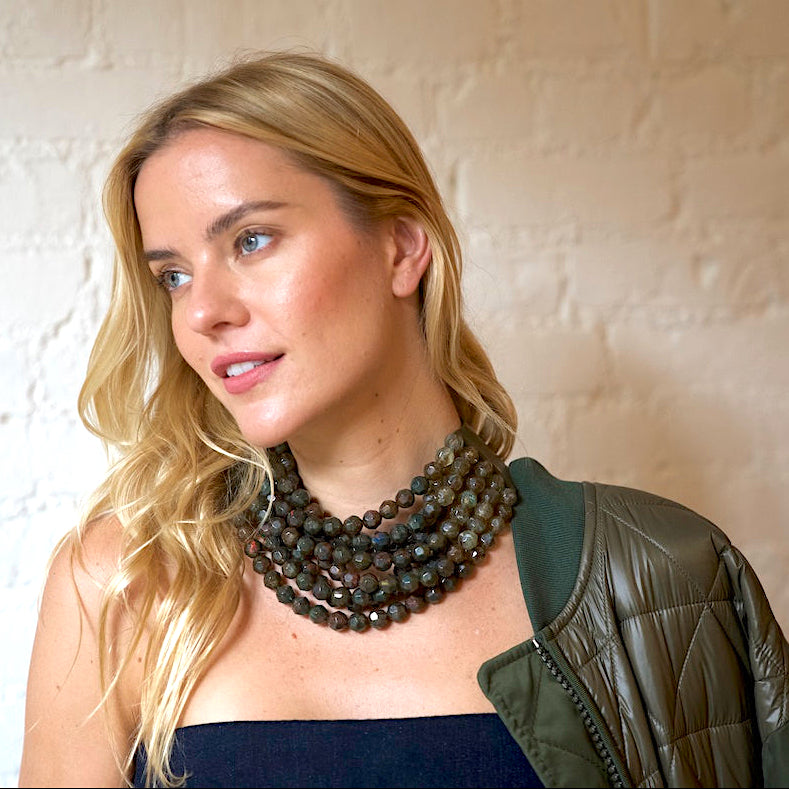 Gradated Bella Camouflage Rainforest Green Necklace -  Fairchild Baldwin