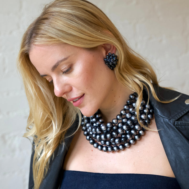 Aida Marble Charcoal Necklace -  Fairchild Baldwin