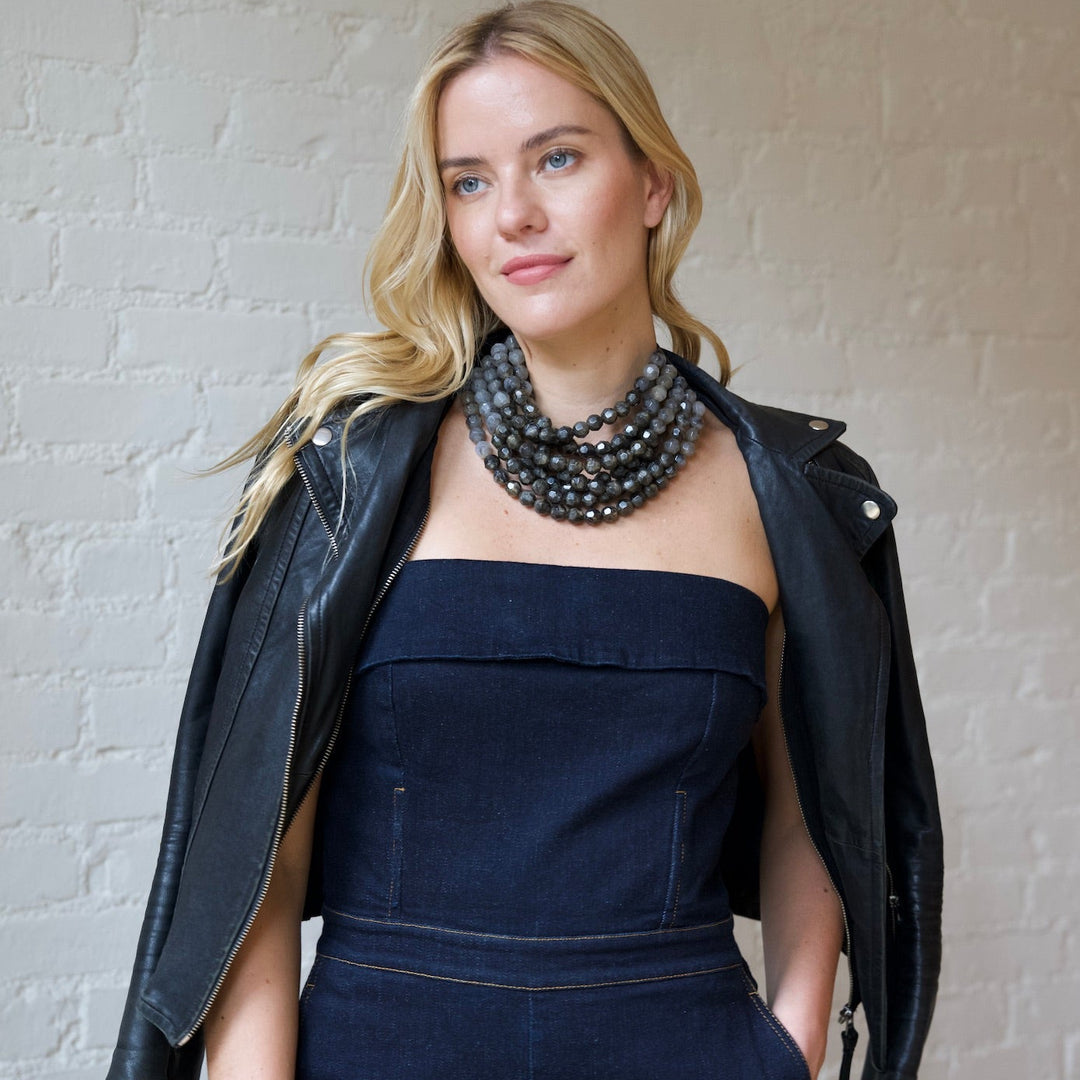 Gradated Bella Marble Granite Charcoal Necklace -  Fairchild Baldwin