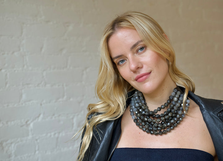 Gradated Bella Marble Granite Charcoal Necklace -  Fairchild Baldwin