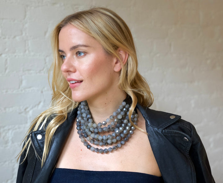 Bella Marble Charcoal Necklace -  Fairchild Baldwin