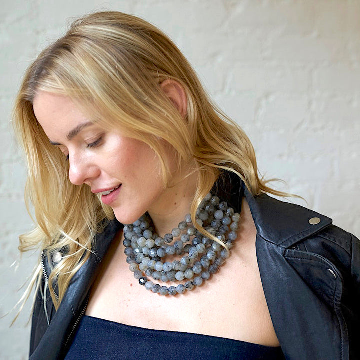 Bella Marble Charcoal Necklace -  Fairchild Baldwin