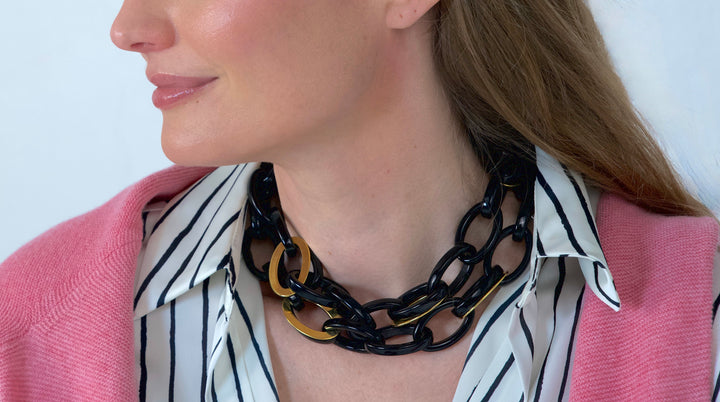 Harper Jet Black Gold Necklace