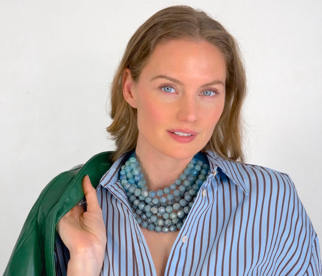 Gradated Bella Marble Cadet Blue Necklace -  Fairchild Baldwin