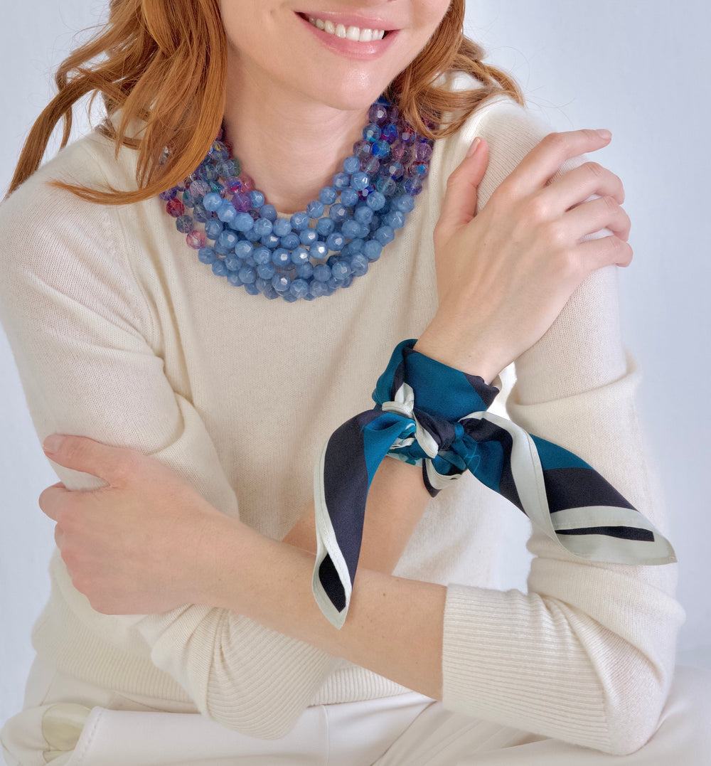Gradated Bella Gypsy Marble Denim Necklace -  Fairchild Baldwin