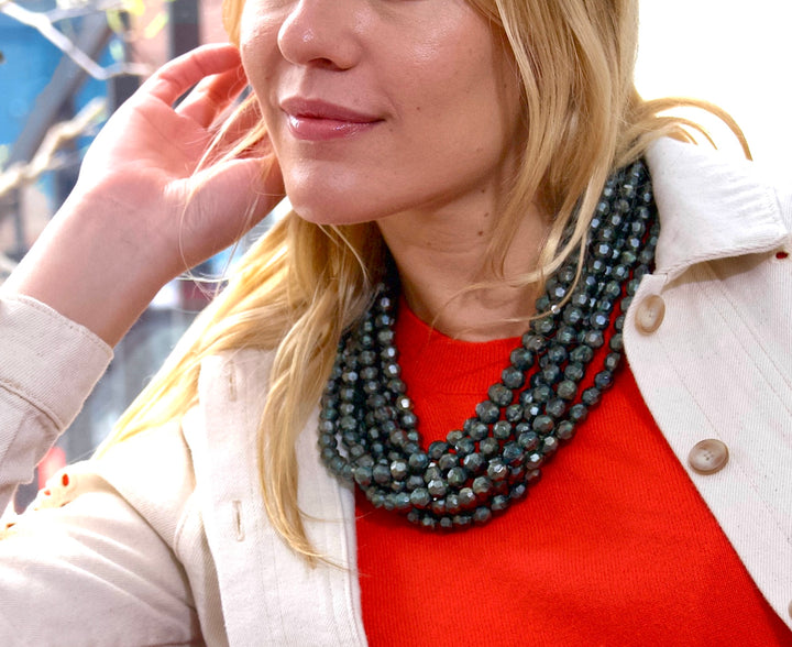 Helena Metallic Olive Necklace