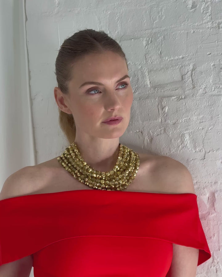 Lucia Gold Glass Pearl Necklace