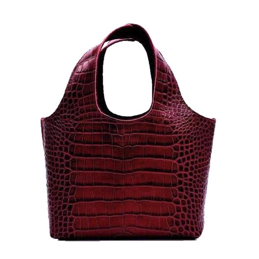 Black Patent Faux Croc Embossed Handbag | Brown leather shoulder bag,  Handbag, Black leather purse