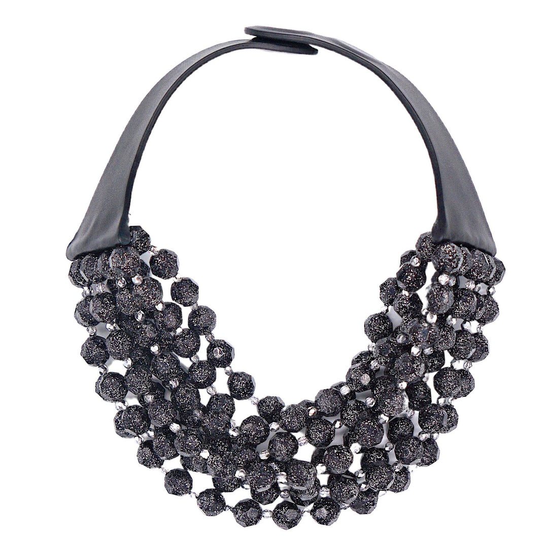 Bella Luxe Mineral Anthracite Silver Necklace
