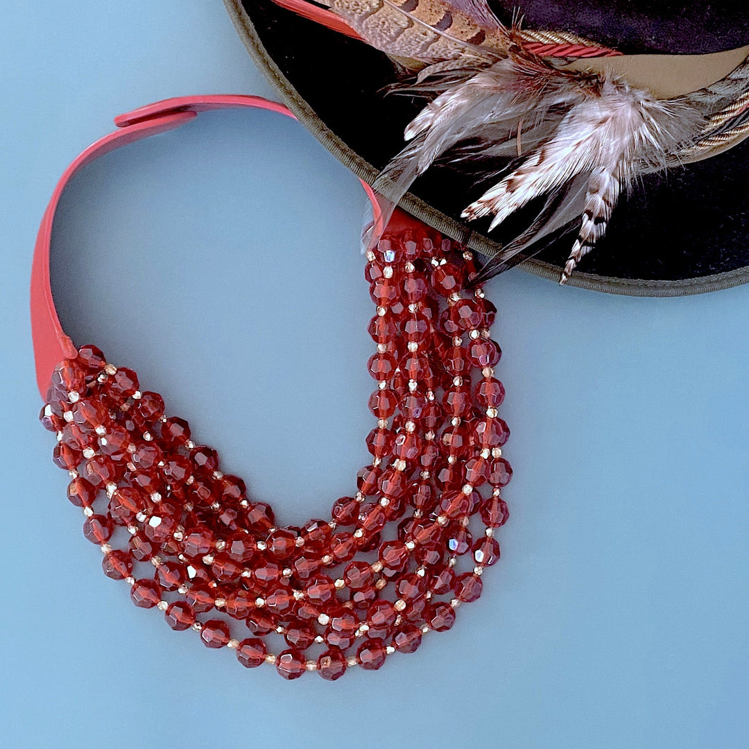 Bella Luxe Long Opaline Red Necklace