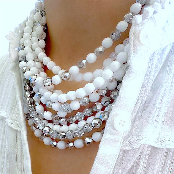 Crystal Bay White Silver Necklace