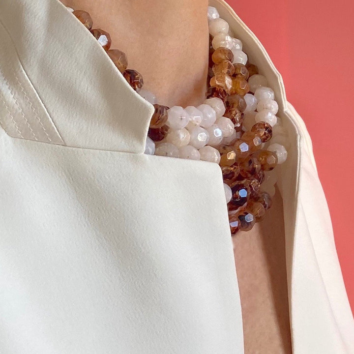Bella Mixed Tone Tortoise Champagne Necklace